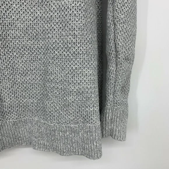 Ann Taylor LOFT Sweater Gray Pullover Knit Crew Neck Split Back - Picture 5 of 9